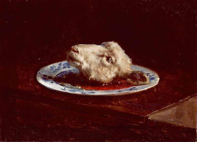 Viggo Johansen A lambs head on a plate Germany oil painting art